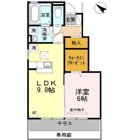 リリア 弐番館(1LDK/1階)の間取り写真