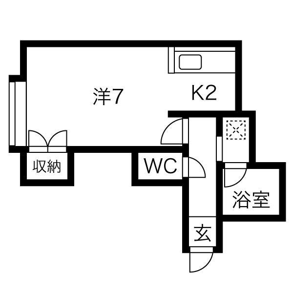 グランヒル北12条(1K/1階)の間取り写真