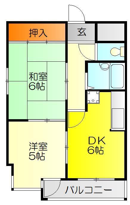 エルベ横堤(2DK/2階)の間取り写真