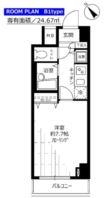 フェニックス横須賀中央(1K/2階)の間取り写真
