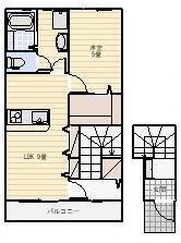 LOTUS八幡(1LDK/2階)の間取り写真