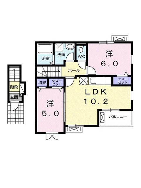 エタンリジエールII A棟(2LDK/2階)の間取り写真