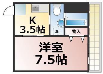 エクセル今里(1DK/4階)の間取り写真