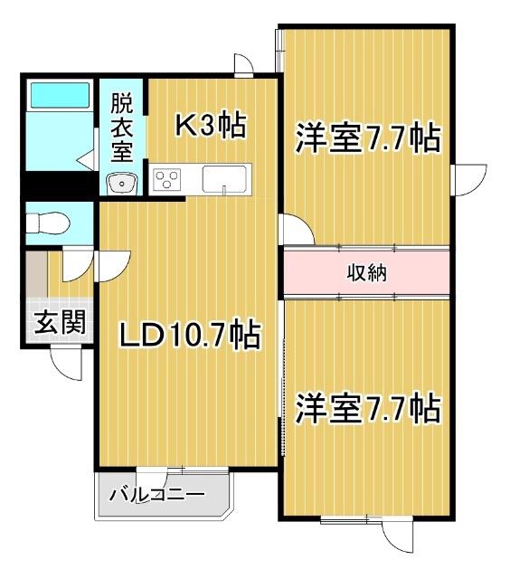 レジデンスマンワVI(2LDK/1階)の間取り写真