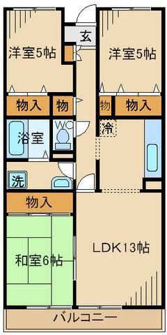 ボヌール(3LDK/1階)の間取り写真