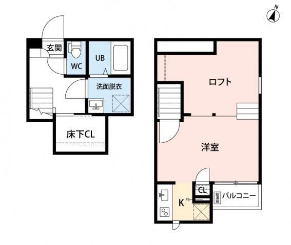 CB春日部カルモ(1K/2階)の間取り写真