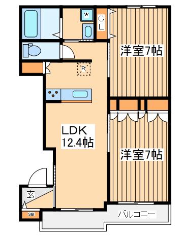 ブルーム(2LDK/2階)の間取り写真