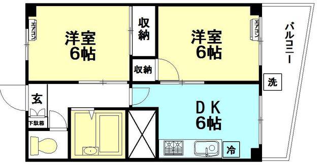 梅里マンション(2DK/2階)の間取り写真
