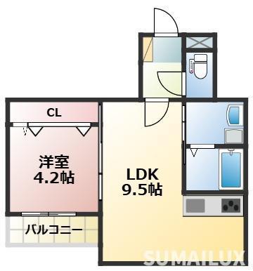 フォレスト渡鹿(1LDK/2階)の間取り写真