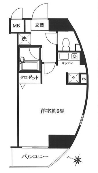 菱和パレス高輪台(1K/11階)の間取り写真