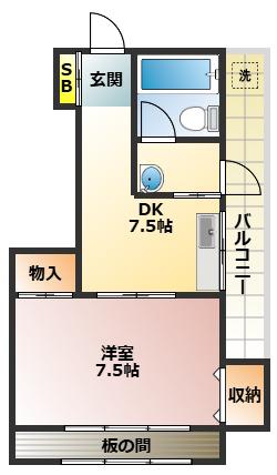 横山ビル(1DK/4階)の間取り写真