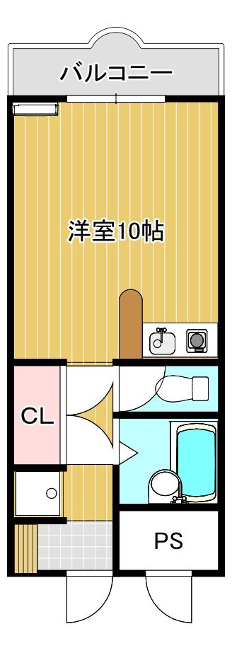コーポ花水木(1K/1階)の間取り写真
