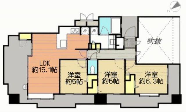 エイルマンション千早駅前ロゼア(3LDK/4階)の間取り写真
