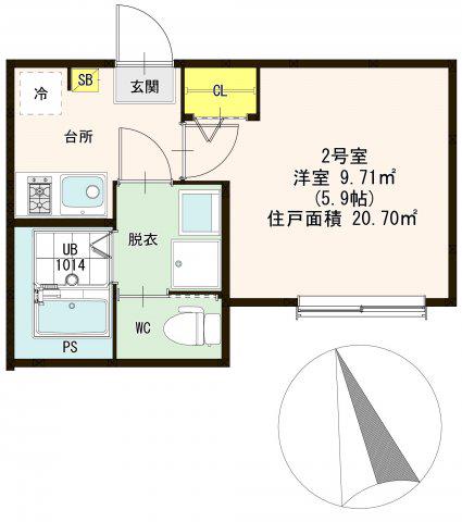 レグルス青井(1K/2階)の間取り写真