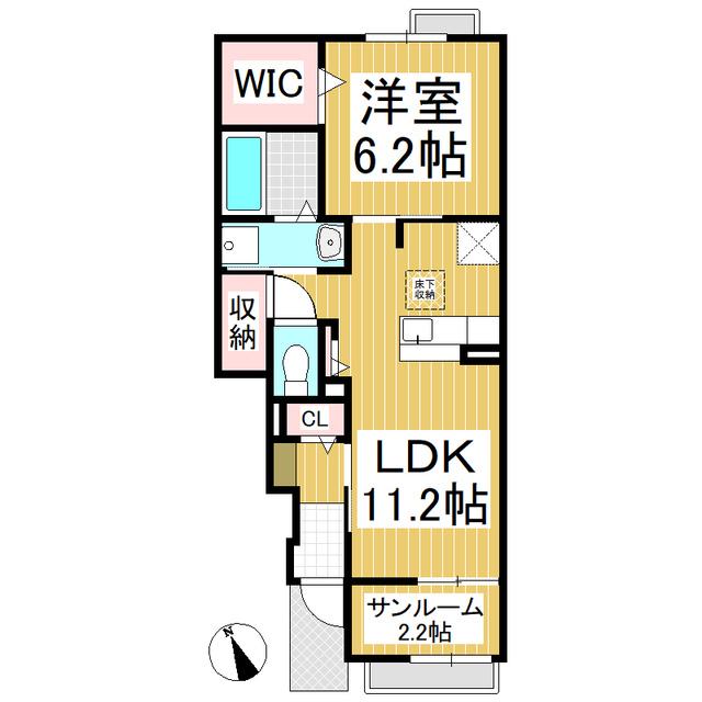 アリエッタ オカ(1LDK/1階)の間取り写真