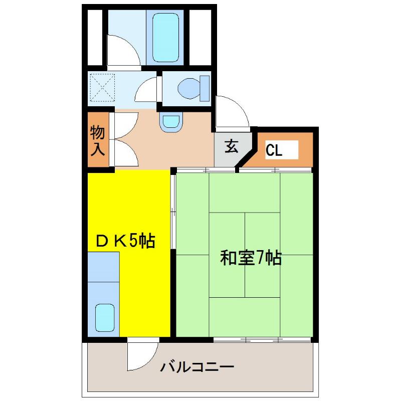 アシスト長野マンション(1DK/4階)の間取り写真