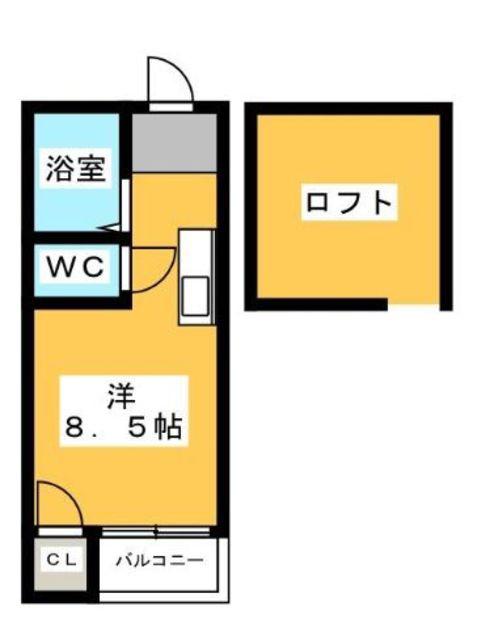 ムーンヴィラ貝塚(ワンルーム/2階)の間取り写真