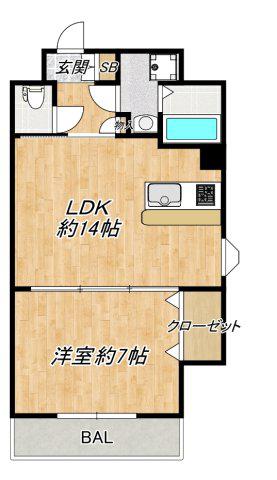 グランドメゾンイイノ(1LDK/4階)の間取り写真