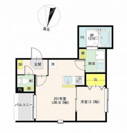 ハーモニーテラス栗原III(1LDK/2階)の間取り写真