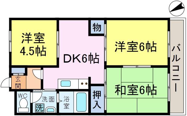 KODAヒルズ新小岩(3DK/2階)の間取り写真