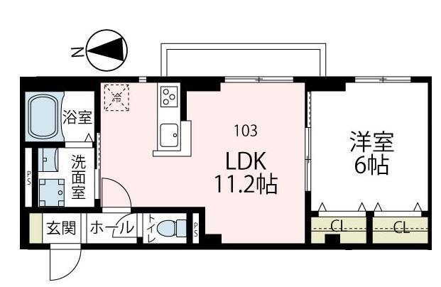 ヴィオラK(1LDK/1階)の間取り写真