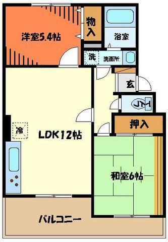 エスポワール東大和(2LDK/1階)の間取り写真