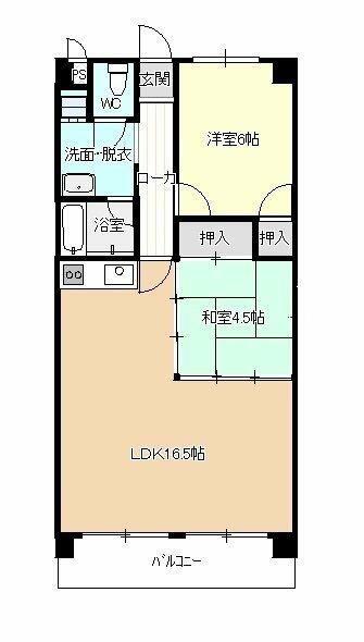 コーポ奈津(2LDK/4階)の間取り写真