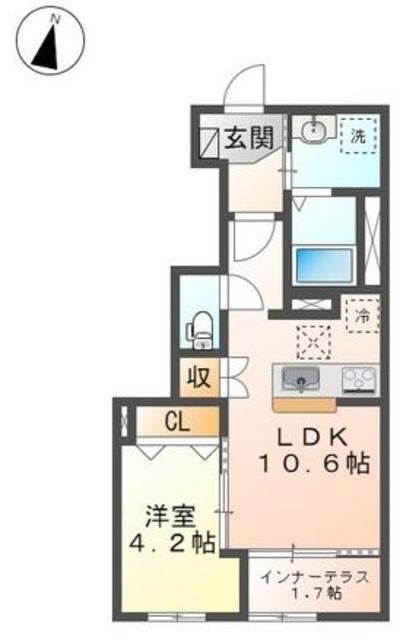 カスターニャ(1LDK/1階)の間取り写真