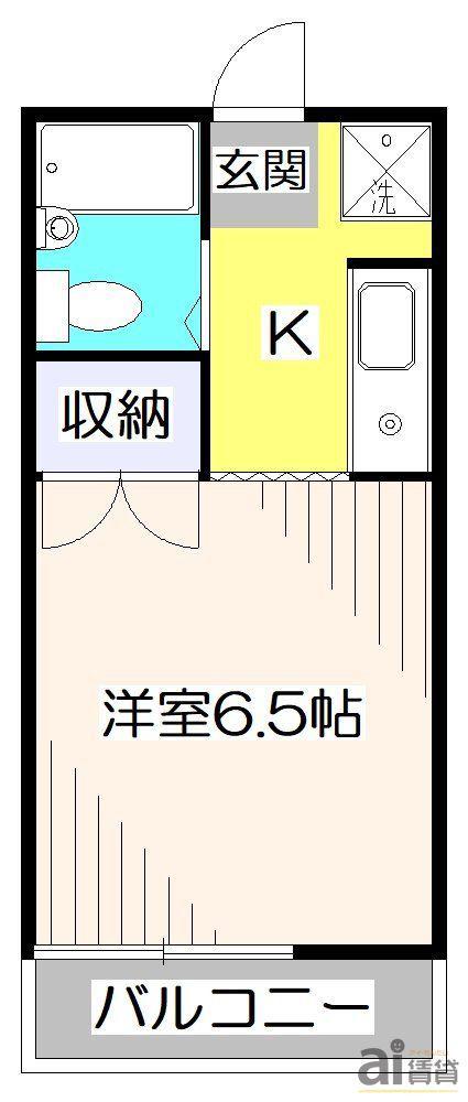 サンアベニュー弥生2(1K/2階)の間取り写真