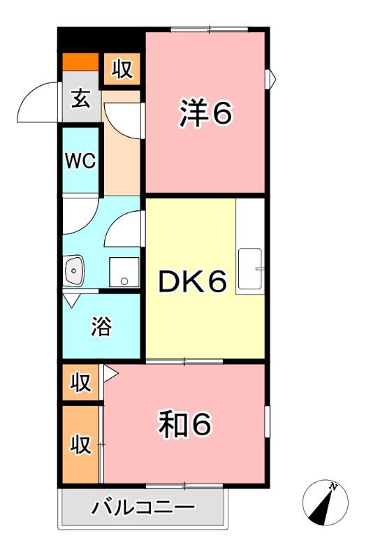 アルフ吉川(2DK/2階)の間取り写真