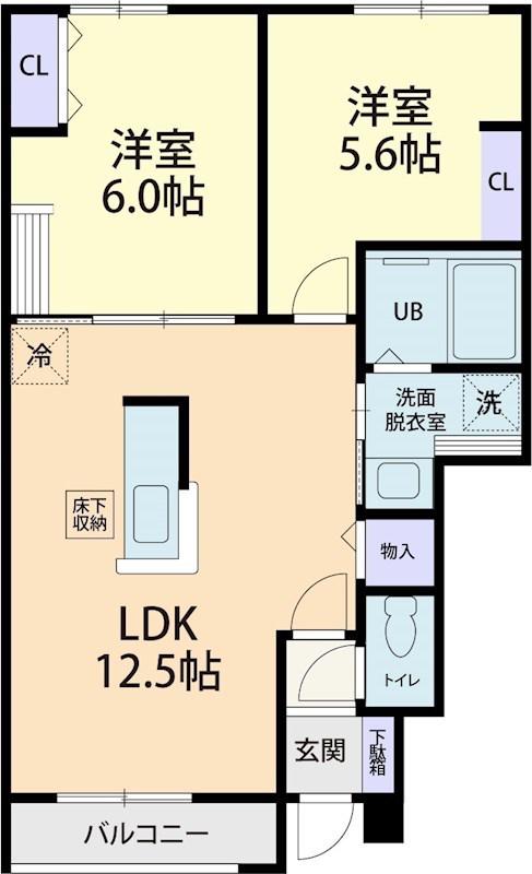 DOUX MAISON 鷲宮(2LDK/1階)の間取り写真