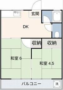深津荘(2DK/1階)の間取り写真