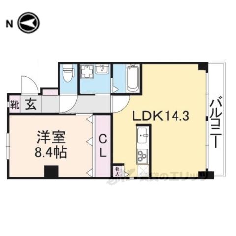ロイヤルステージ新大宮(1LDK/8階)の間取り写真