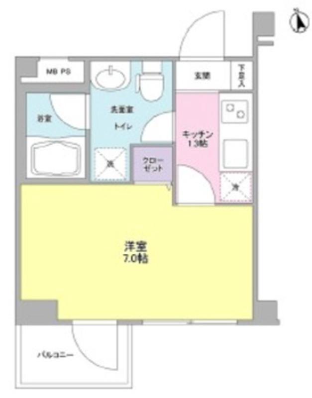 カルディア荏原中延(1K/3階)の間取り写真