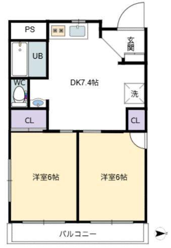 HARU梶ヶ谷(2DK/2階)の間取り写真