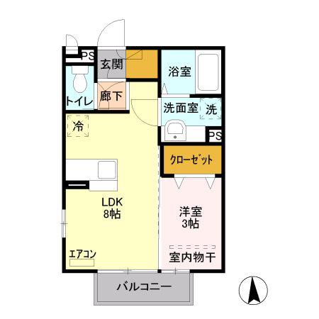 セレーネ(1LDK/2階)の間取り写真