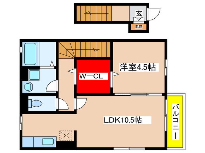 コテージ グレース ノート(1LDK/2階)の間取り写真