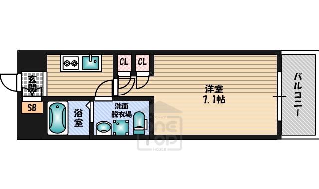 ミュプレ江坂(1K/2階)の間取り写真
