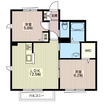 アセーボ(2LDK/1階)の間取り写真