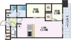アーバングランデ新大阪(2LDK/5階)の間取り写真