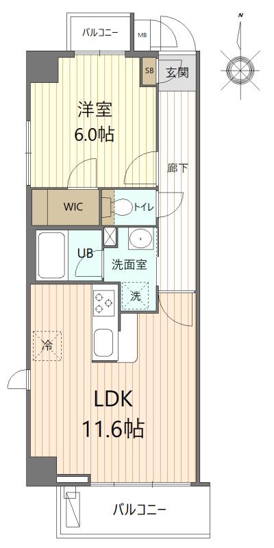 シティレジデンス東陽町(1LDK/1階)の間取り写真