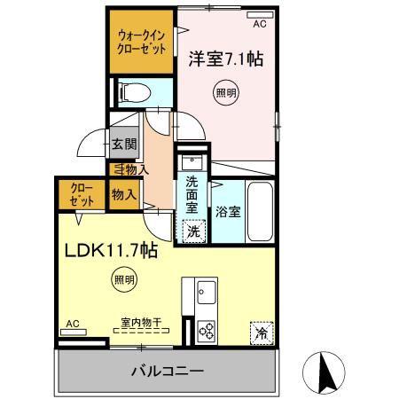 ボヌールK(1LDK/3階)の間取り写真