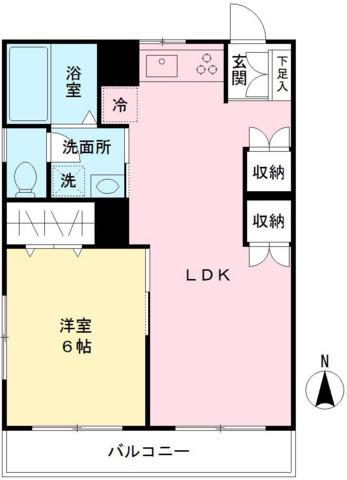 ハイツこばると(1LDK/1階)の間取り写真