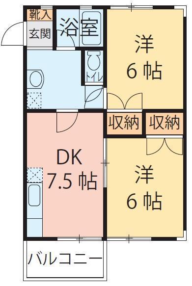ナチュール西田(2DK/3階)の間取り写真