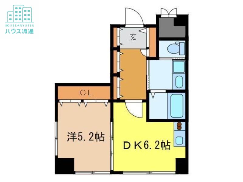 ドエル梁川公園(1DK/3階)の間取り写真