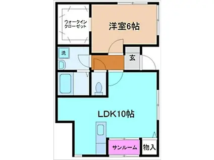 カサスール(1LDK/1階)の間取り写真