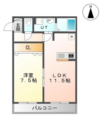 ジュネス山鼻(1LDK/3階)の間取り写真