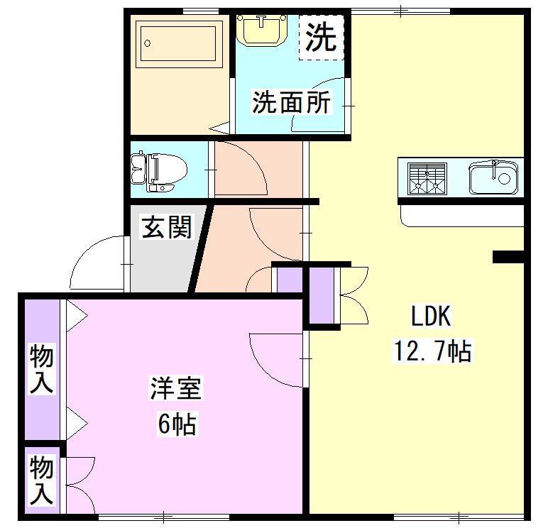 フレグランス島原B 103(1LDK/1階)の間取り写真