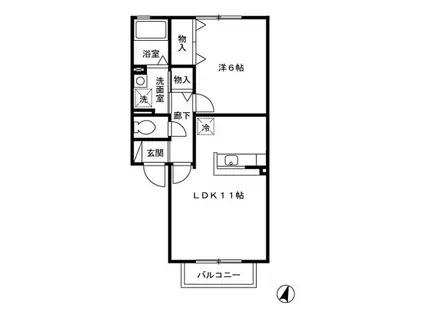 ピジョンコートB(1LDK/1階)の間取り写真