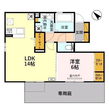 LUCERE(1LDK/1階)の間取り写真
